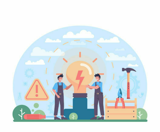 Electrician concept. Electricity works service worker in the uniform
