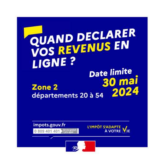 Déclaration de revenus - calendrier 2024 - zone 2